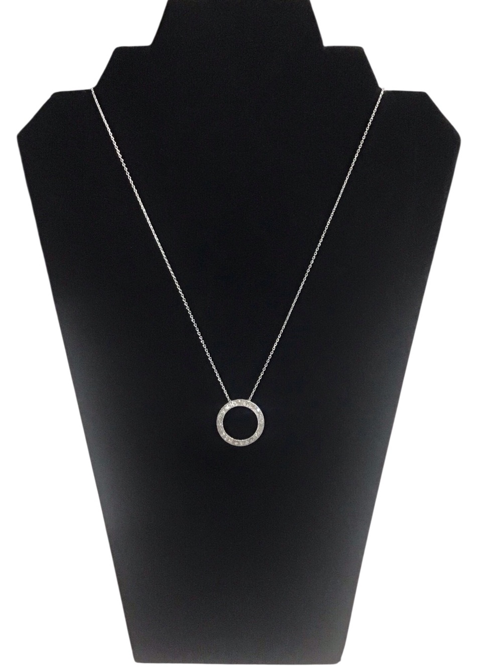 Lia Sophia Necklace Silver Tone Chain Round Pendant Clear Stones Fashion Jewelry